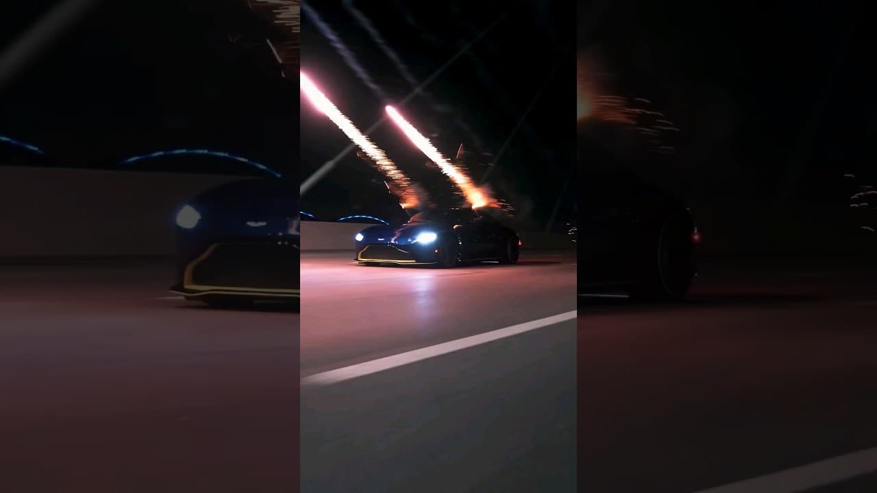 Launching fireworks off an Aston Martin